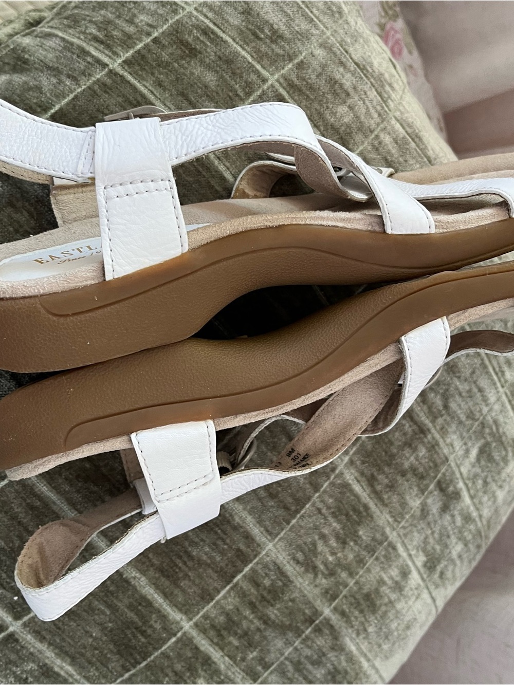 Eastland White Leather Crisscross Slingback Sandals - Picture 6 of 9